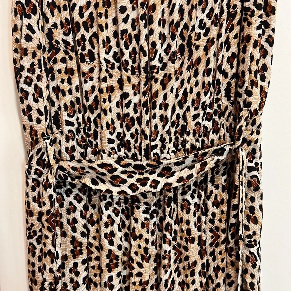 Leopard Print Wide Leg Jumpsuit Strapless Safari Summer Light Women’s Size Small - Picture 6 of 9